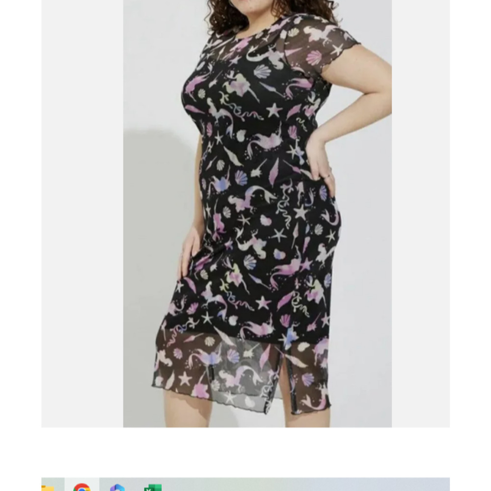 Torrid Disney Dress Womens 6X 30 Black Princess The Little Mermaid Midi Mesh NWT